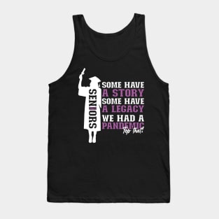 Pandemic Graduation | White And Pearly Purple Text Funny Graduation Tank Top